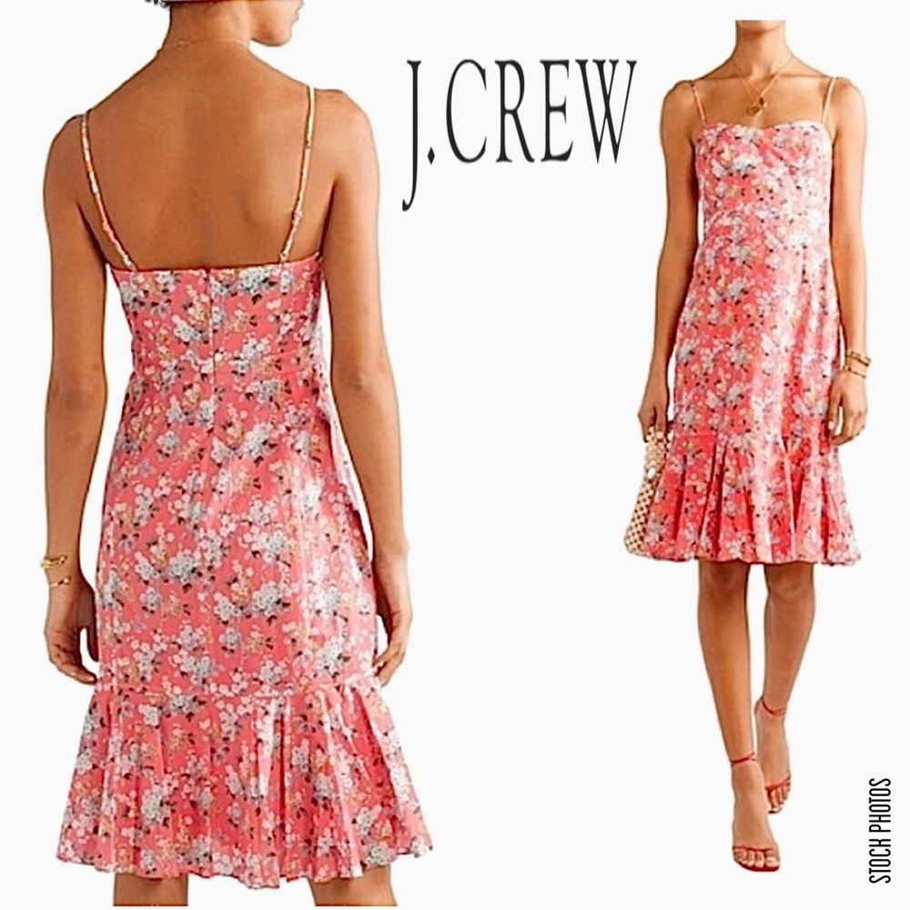 J. Crew Pink Floral Midi Dress